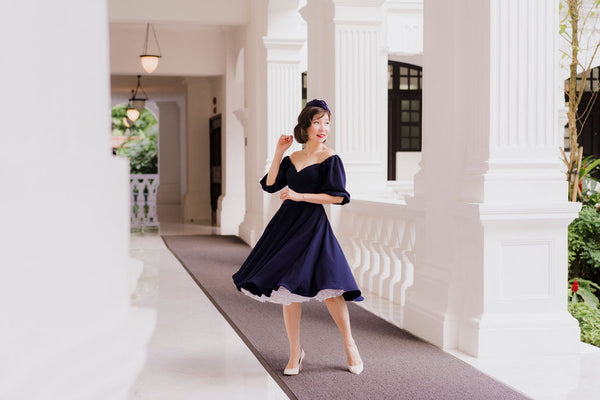 Bridgitte Puff Sleeve Dress in Royal Purple – Shopbluebelle