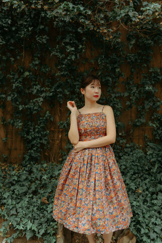 Hana Swing Dress in Navy Camellia