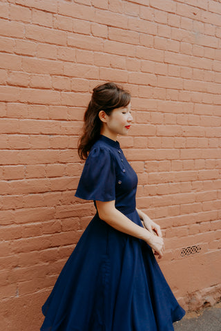 Hana Swing Dress in Navy Camellia