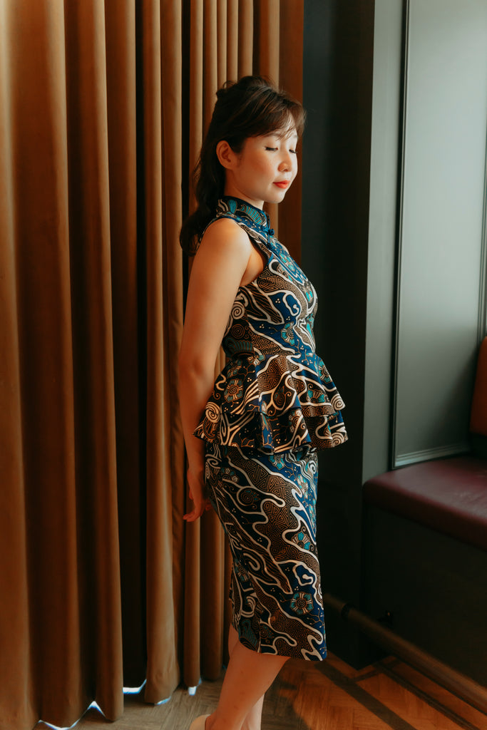 Blue Batik Yu Yan 2 Piece Cheongsam