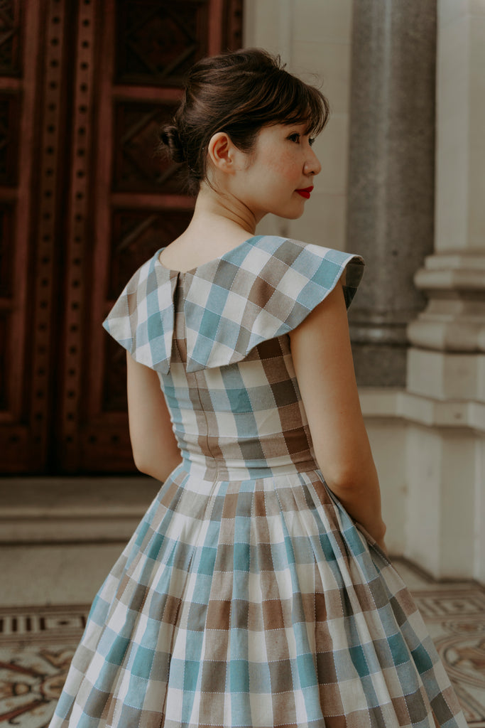 Alauna Swing Dress in Muted Gingham