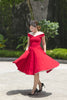 Bardot Off Shoulder Swing Dress In Red