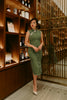 Choy Len Midi Cheongsam in Matcha Modern Batik