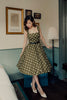 Florence Swing Dress in Olive Polka